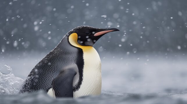 Vivid Penguin Portrait: Arctic Wildlife AI Generated