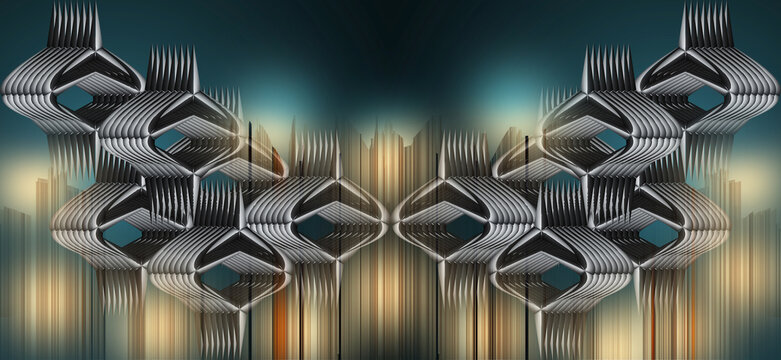 Abstract Architectural Metallic Decorative Illustration Graphic Design