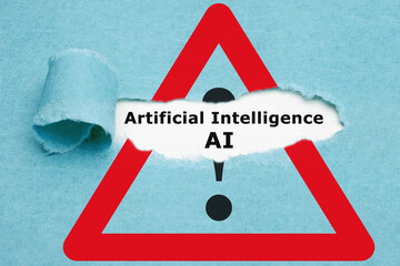 AI Artificial Intelligence Risks Attention Sign Concept