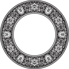 Vector round black monochrome national Indian ornament. Circle ethnic pattern of Indian civilization.
