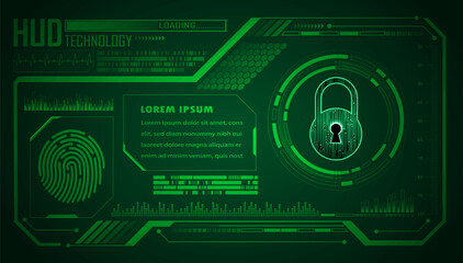 hud Padlock fingerprint cyber security background.
