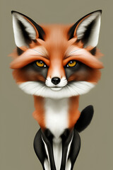 Fototapeta premium drawn cartoon fox in full growth, generative ai 