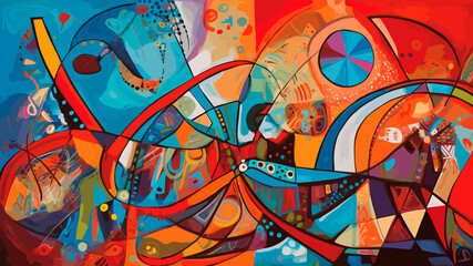 A colorful abstract design that captures the energy and movement. Modern contemporary art.