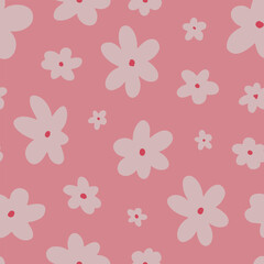 retro seamless pattern with abstract flowers on pink background. Matisse inspired textile print, wallpaper, wrapping paper, background, scrapbooking, stationary, etc. EPS 10