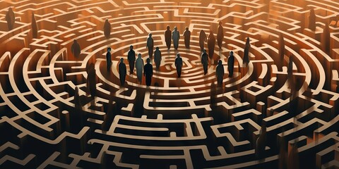 maze or labyrinth with humans