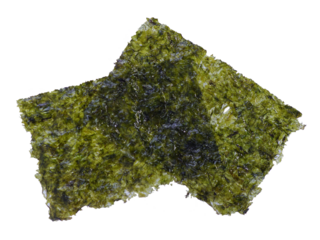 Sheet of dried seaweed or Dry japanese organic seaweed isolated. Png transparency