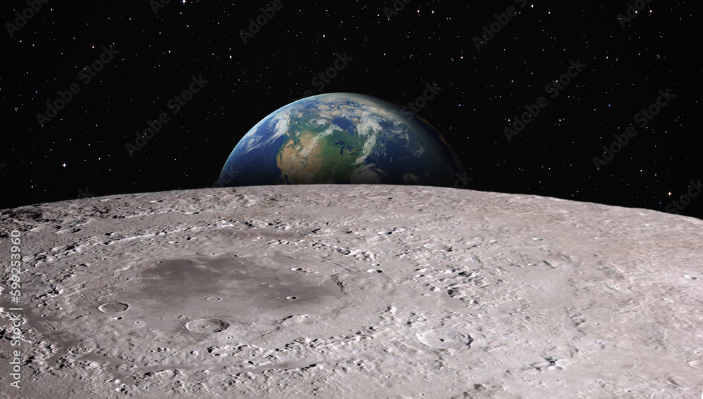 Canvas Prints the earth as seen from the surface of the moon 