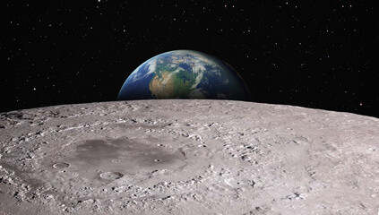 Fototapeta na wymiar The Earth as Seen from the Surface of the Moon 