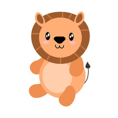 Hand drawn vector illustration of a cute funny lion . Isolated objects. Scandinavian style flat design. Concept for children print. EPS