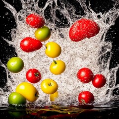 Fototapeta na wymiar fruits qui tombe dans l'eau