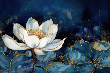 Abstract lotus flower, generative AI - obrazy, fototapety, plakaty