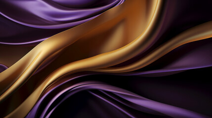 Golden purple silk fabric background, full frame,generative ai