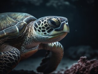 Underwater Marvel: Incredible Tortoise (AI Generated)