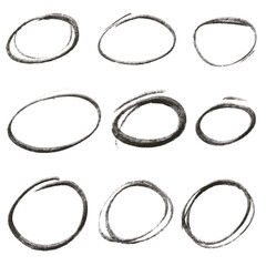 Set collection Rounds scribble line circles. Hand drawn circles sketch frame set.  Doodle circular logo design elements on white background. Vector art illustrations.