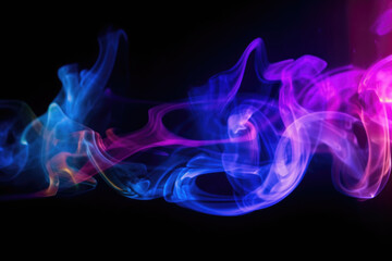 Obraz premium Color smoke background. Blur glow. Ultraviolet mist. Defocused neon pink blue purple light rays vapor floating on dark abstract free space