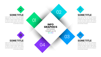 Fototapeta premium Infographic template. 4 squares with numbers and icons