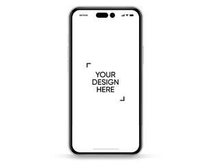 3D realistic high quality smartphone mockup with isolated background. Smart phone mockup collection. Device front view. 3D mobile phone with shadow on white background.