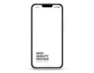 3D realistic high quality smartphone mockup with isolated background. Smart phone mockup collection. Device front view. 3D mobile phone with shadow on white background.