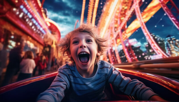 kleiner Junge auf der Kirmes, generative AI