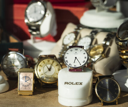 Rolex Cellini with white or black dial and other vintage collectible watches. .Milan - Italy,11 April 2023