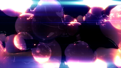 fashion purple gauzy diamond spheres with intensive shine - abstract 3D rendering - obrazy, fototapety, plakaty