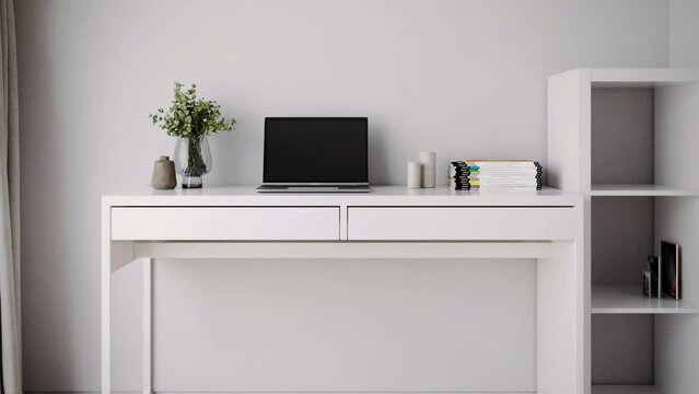 Home office assembly short animation, study room furniture pop-up
