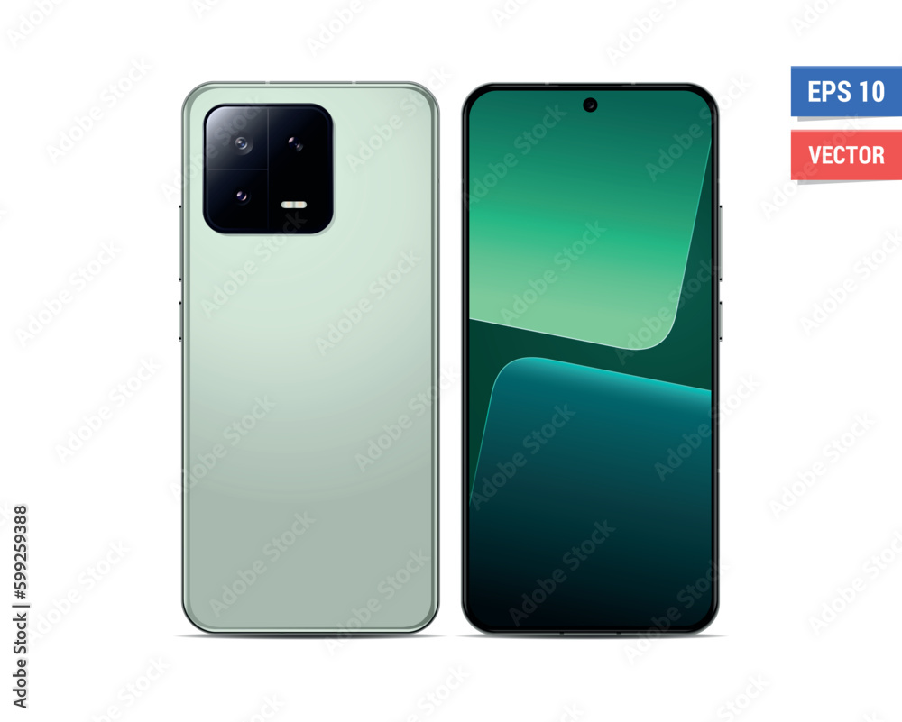 Wall mural realistic vector flat mock-up xiaomi 13 with blank screen isolated on white background. scale image 