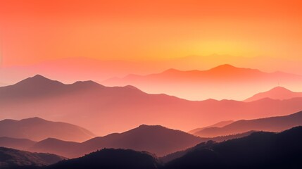 Naklejka na ściany i meble The sun is setting over a mountain range. AI generative image. Generative AI