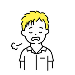 かわいい人物のイラストシリーズ _ 男性の学生 _ 疲れた　