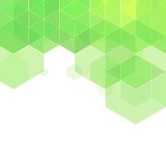 Green geometric background. Vector illustration. polygonal style. Hexagons. eps 10