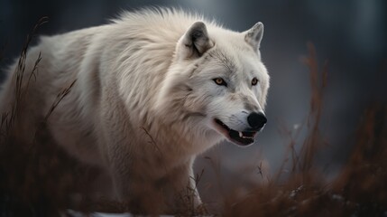 Fototapeta na wymiar Arctic Wolf Majesty: Stunning Shot AI Generated Generative AI