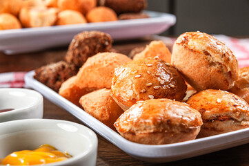 Various brazilian snacks deep fried. (Coxinha, kibe, empadinha e risolis).