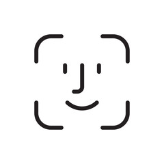 Face id Icon Black color. Vector illustration