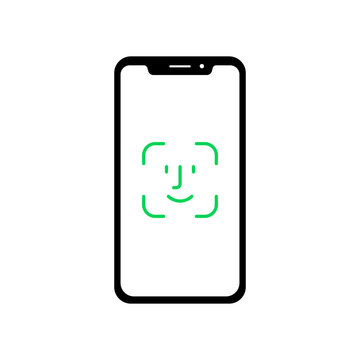 recommend clip art: Face id on mobile device. Vector illustration