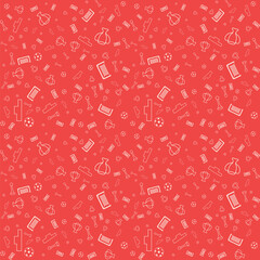 Different football silhouettes seamless pattern. Vector background.