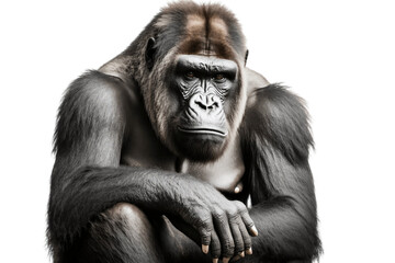 Isolated Gorilla on Transparent Background, Generative Ai