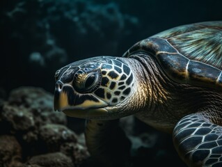 Fototapeta na wymiar Underwater Marvel: Incredible Tortoise (AI Generated) Generative AI