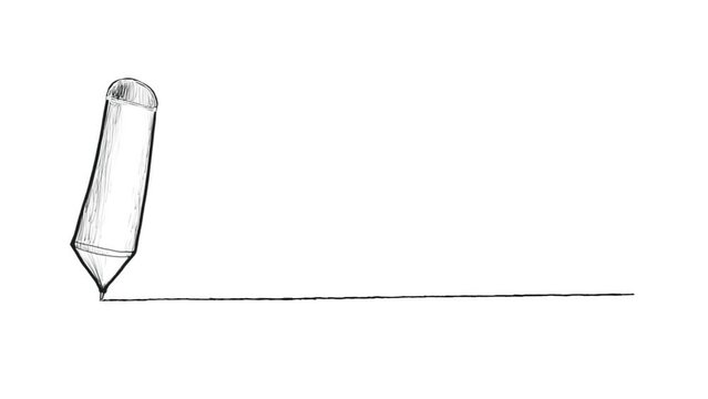 A large pencil or writing pen travels across the horizon, making an underline or border. On top, you can put an inscription, insert text, advertising, logo and other important information.