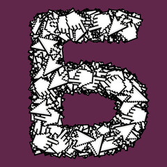 Cyrillic letters with digital arrows and hands.