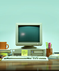 Classic 90's Work PC Computer Desk Setup