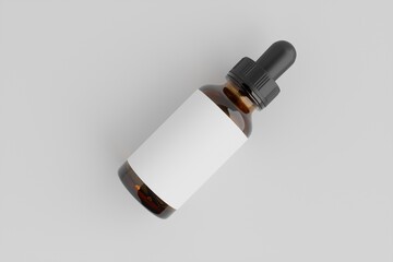 Dropper Bottle Brown Amber Mockup 3D Illustration