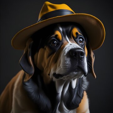 dog with a detetive hat