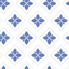 Vector. Seamless mediterranean geometric pattern in patchwork style. Talavera template. Portuguese Azulejo. Turkish decoration. Moroccan mosaic. Spanish porcelain. Ceramic dishes, folk ornament.
