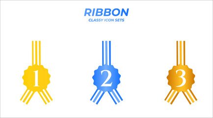 award ribbon set. golden ribbon icon. winner competition collection set. award gold icon. first place ribbon.