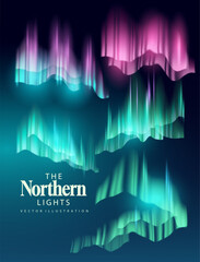 The northern lights, aurora borealis, vector night sky set. A collection of various transparent effects. - 599267173
