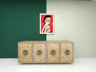 A picture of a woman with a beautiful and attractive shelf in the form of a 3d illustration is perfect for inspiration. 