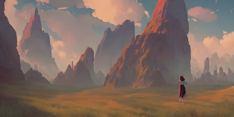 Epic mountain landscape 2 in watercolor style