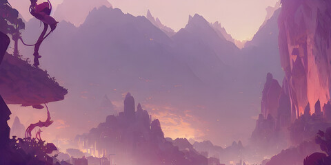 Epic mountain landscape 1 in watercolor style generative ai