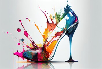 White Background Colorful Female Fashion Dress Shoe Background With Copy Space Generative AI