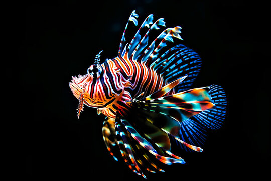 colorful fish on black background, close-up of a colorful fish. Generative AI.